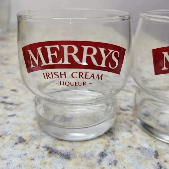 🌴3/$15🌴 Merry's Irish Cream ● liqueur glasses ● Vintage ● Set of 2 Bar Set - Picture 5 of 6